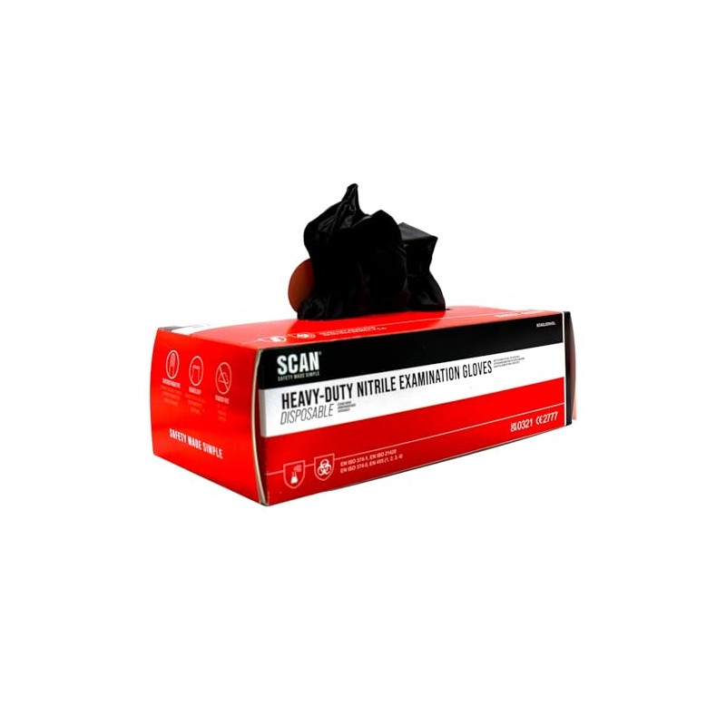 Scan Heavy Duty Nitrile Disposable Gloves Size XL Box 100