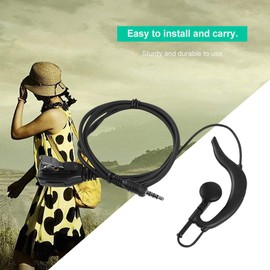 VBESTLIFE 3.5mm Ear Hook Earphones with PTT Button MIC Speaker Single Headphone for Walkie Talkie