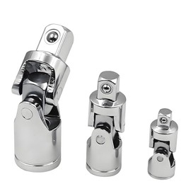 Resze 3-Piece Swivel Socket Set (1/4", 3/8", 1/2") - 360° Rotating Chrome-Plated Steel Adapters for Wrenches, Automotive Repair & DIY, Universal Fit Anti-Slip Heavy-Duty Mechanics Tool Kit