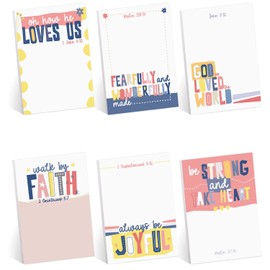 Empowering Christian Sticky Note Assortment / 3" x 4" Religious Sticky Note Set / 50 Sheets Per Pad/Set of 6 Colorful Encouragement Pads/Made in The USA