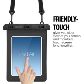doupi Waterproof Protective Case 280x210mm for 9/10" Tablet Touchscreen Funktion Water Resistant Watertight Beach Bag, Black