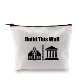 JXGZSO Freedom from Religion Gift Build This Wall Toiletry Zipper Bag Church and State Makeup Pouch Supreme Court Gift