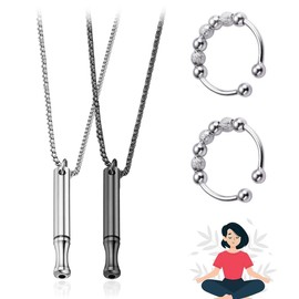 HQRKOTM 2 Stück Rauchentwöhnung Hilfsmitte,V2 Halskette Rauchfrei Original,Atemkette Rauchfrei Hilfsmittel Raucherentwöhnung Kette mit Pfeif, Rauchentwöhnung hilfsmittel, Mit 2 Ringen