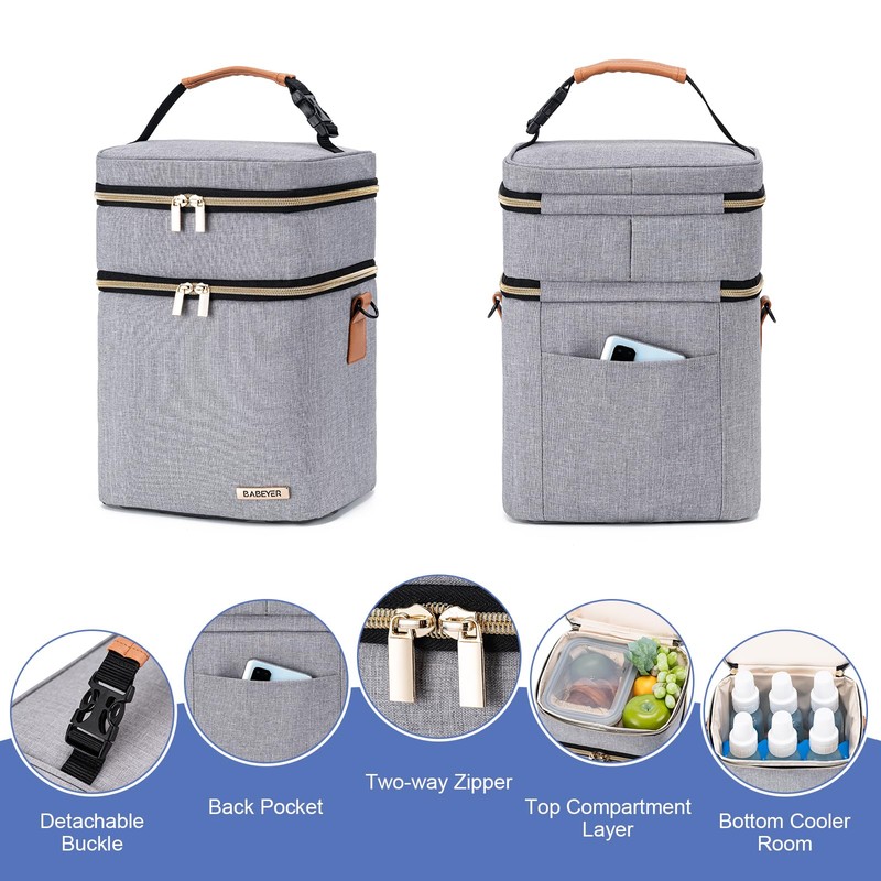 BABEYER Breastmilk Cooler Bag with Ice Pack Fits 6 Baby