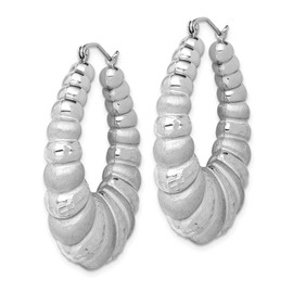 Auriga Fine Jewelry 925 Sterling Silver Rhodium-Plated Shrimp Hoop Earrings, (L-41 mm, W-33 mm)