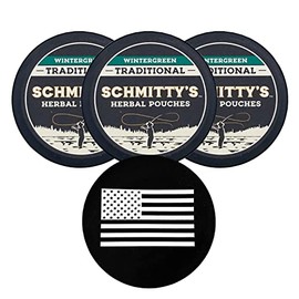 DC Crafts Nation Skin Can Cover US Flag with 3 Cans Schmitty's Herbal Snuff Wintergreen Pouches