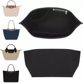 Longchamp 독소 롱샴 오거나이저 인서트 미디엄 펠트백 컵 홀더 포함 르 플리지 M 토트백 등에 적합 블랙M [Mini Tote] Doxo Longchamp Organizer Insert Medium Felt Bag with Cup Holder Included Suitable for Le Pliage M Tote Bag etc. Black M [Mini Tote]