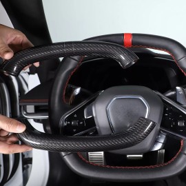 autopart2021 Real Carbon Fiber Steering Wheel Top Handle Cover Trim For C8 Corvette 20-25 US