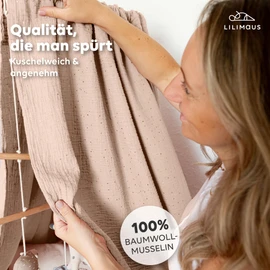 lilimaus Bed Canopy for Baby Bed, Beige-Pink Baby Bed Canopy Made of 100% Cotton Muslin, Handmade – Girls and Boys Bed Canopy – Canopy Bed Curtains as Decoration for Children's Room and Baby Room