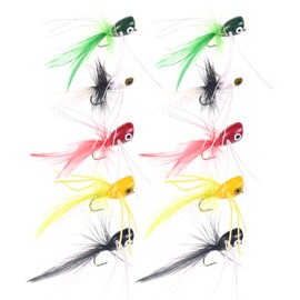 wifreo Fly Fishing Popper Lures for Sunfish Bluegill Crappie Bass Panfish Topwater Popper Fly Fishing/Pack of 10