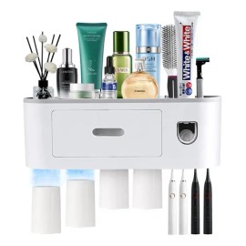Soporte Para Cepillo De Dientes Con Dispensador Y 4 Tazas                                                                                             