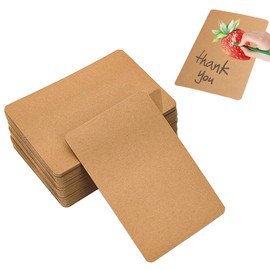 Zasvec Blank Kraft Paper Cards Pack of 50 Cards Index Cards A6 Set Craft Cardboard Round Corners Brown Blank Postcards Blank Cards for DIY Craft Cardboard, 10 x 15 cm, 350 g/m²