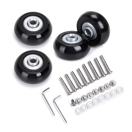 SUMNACON 4 Pieces Black Metal and Rubber Suitcase Wheels 40 x 18 mm Luggage Wheels for Trolley Luggage Suitcase Wheels Rubber Suitcase Wheels Set for Luggage Suitcase, as shown, Fashion