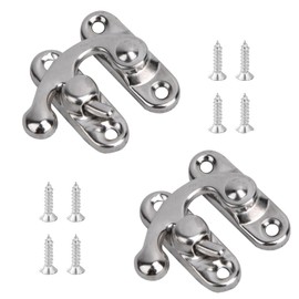 Misuyue 2pcs Antique Vintage Lock Clasp, Silver Left Latch Hook Hasp, 32 x 28mm Mini Swing Arm Clasp Latch for DIY Suitcase Toolbox Wooden Case