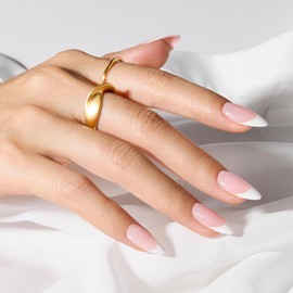 modelones Tip Press on Nails, 150 Pcs White French Press on Nails, NailBoxie Almond, Pink Natural Salon Finish Fake Nails, Soft Gel Nail Tips, Ideal for Wedding, Party, Daily DIY Nail, 15 Sizes (M)