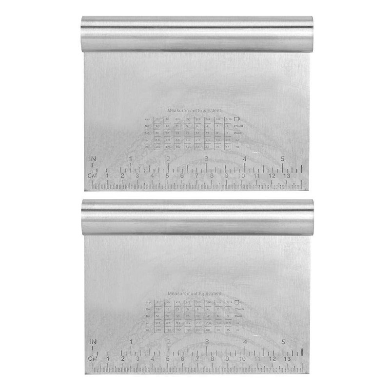 2Pcs Dough Scraper Stainless Steel Scale Pastry Cutter Dough Scraper