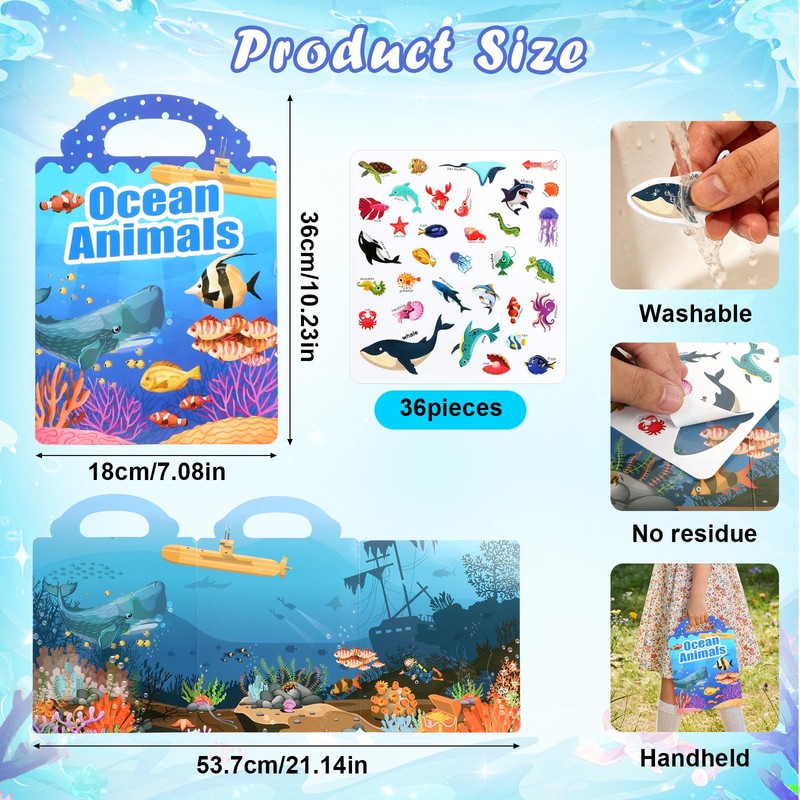 6 Pack Reusable Sticker Books for Toddlers 2-4 Year Olds