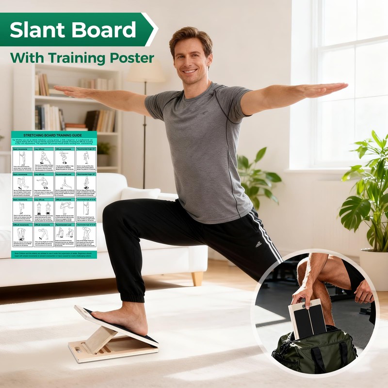 Slant Board for Calf Stretching, Wooden Slant Boards for Exercise,