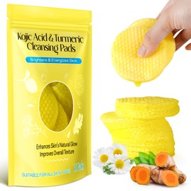 Turmeric Kojic Acid Cleansing Pads, Turmeric Kojic Pads for Dull Skin, Exfoliation, Unclog Pores, Helps Balance Skin Oil and Water, Pack of 60
