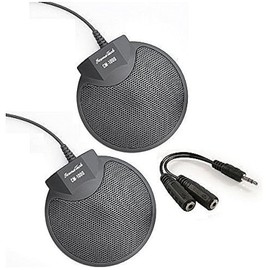 Sound Tech CM-1000X2-Y88 (Pack of 2) Table Top Conference Meeting Microphone with Omni-Directional Stereo 3.5mm Plug & Audio Spliter