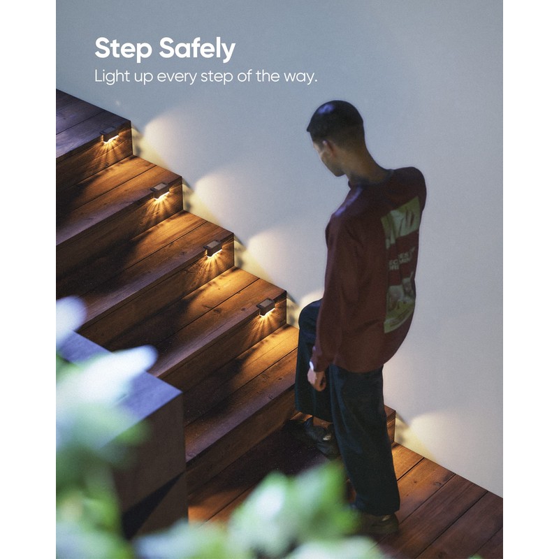 JACKYLED Solar Fence Lights,Outdoor Deck Light 16 Pack Solar Step