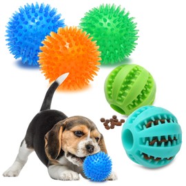 JRKOETY 2.36" (5 Pack) Squeaky Dog Balls Toys, Small Dog Toy Ball, Training Dog Toys for Boredom and Stimulati, Puppy Teething Chew Toy Balls, Green, Blue, Orange