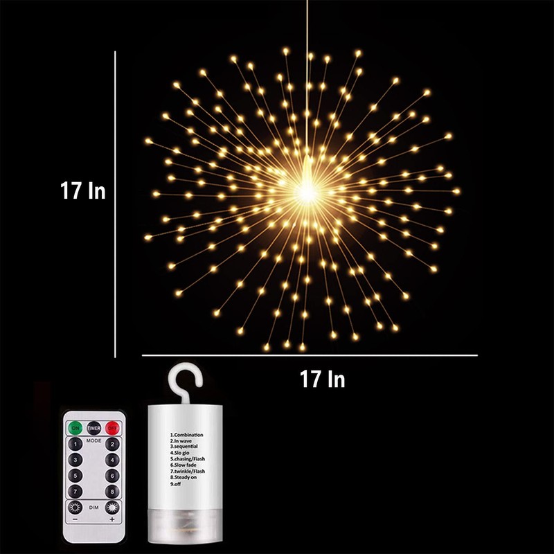 PXBNIUYA 200LED Hanging Sphere Lights, Battery Operated Starburst Lights, 8