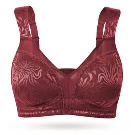 Wingslove Women's Full Coverage Non Padded Comfort Minimizer Wire-Free Bra Plus Size (48I, Wine Red)
