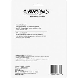 BIC BIC BU3 Grip Retractable Ball Pen, Medium Point (1.0mm), Black, Comfortable Grip for Smooth Writing, 18-Count