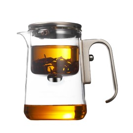 Fire Kirin Enchanti Tea Pot - Creative Semi Automatic Witchcraft Magic Glass Teapot, Magnetic Water Separation Design, Borosilicate Infuser Pot with Strainer (Champagne Gold, 600ml/20oz)