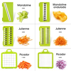 EMAGIE Cortador de Verduras - 17 en 1 Picador de Verduras Mandolina Rallador de Verduras Rebanador de Verduras Cortador de Cebolla Papas Cortadora para Frutas Verduras y Ensaladas