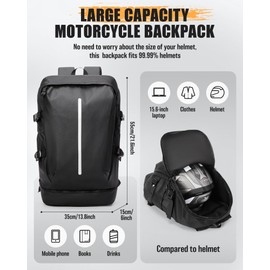 Motorcycle Backpack Motorcycle Backpacks for Men Lightweight Waterproof Helmet Backpack Helmet Bag A9- Black