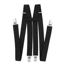 axy Braces for Men Wide 2.5 cm H Shape with 4 Braces Clips Extra Strong Adjustable Length, black