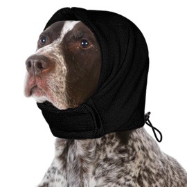 SUNFURA Dog Calming Hoodie, No Shake Ear Wraps for Dogs Anxiety Relief, Pet Ear Cover Muffs Noise Protection for Firework, Grooming, Force Drying, Pet Neck Warmer for Noise Cancelling, Black M