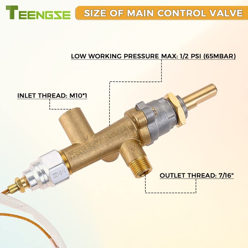 TEENGSE Fire Pit Control Safety Valve, Heater Safety Kit Replacement