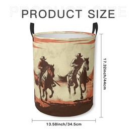 Laundry Basket Western Cowboys Collapsible Laundry Hamper with Handles Clothes Storage Bin for Household Bedroom Bathroom College Dorms