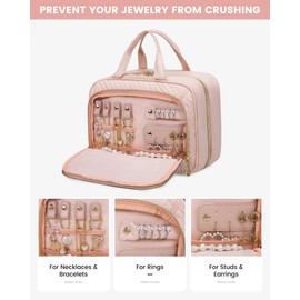 LOVEVOOK Kulturtasche Damen mit Separate Schmuckfach, Wasserdicht Kulturbeutel zum Aufhängen Faltbare Waschtasche Kosmetiktasche Groß mit 360°Drehbare Haken Waschbeutel für Damen Rosa