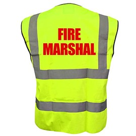 Fire Marshal Yellow High Visibility Hi Vis Viz Vest Safety Waistcoat, Printed By Brook Hi Vis XX-Large
