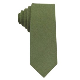 Entwineno Kids Linen Ties - Solid Color Slim Tie for Boys (Olive)