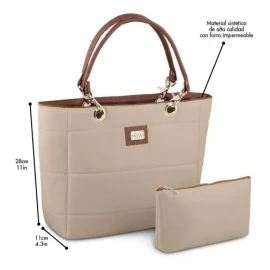 Bolsas De Mujer Bolsa Mujer Bolso Mujer Bolsa De Mujer Tote Austin Yayas Incluye Cosmetiquera Color Beige