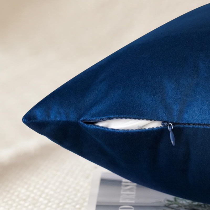 Set of 4 Decorative Throw Pillow Covers Soft Velvet Solid