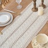 Voreppy Beige Table Runner Modern Macrame Woven Cotton Linen Boho