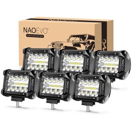 NAOEVO 4 Inch LED Pod Lights, LED Fog/Driving/Off Road Lights LED Light Bar with Spot Flood Combo, LED Cube Work Lights for Truck Boat ATV UTV Pickup, 6 Pcs (White)