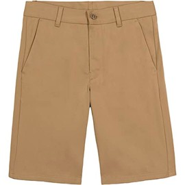 Nautica Boys' School Uniform Flat Front Twill Short, Burnished Khaki Knit, 18