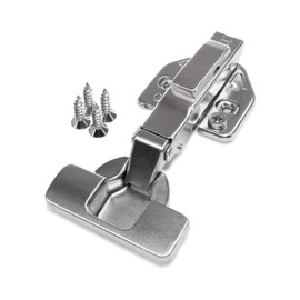 LANZZAS Corner Stop 110 Degree Cabinet Hinge with 3D Mounting Plate, Cover Caps and Screws as Complete Set of 4