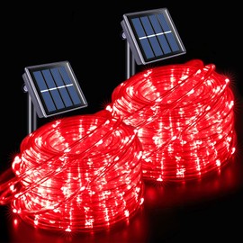 JMEXSUSS Cuerda de luces solares de San Valentín, paquete de 2 100 LED de 33 pies, 8 modos, luces solares para exteriores, impermeables, rojas, luces LED para el día de San Valentín, tienda de campaña, cenador, cama elástica, pasarela, piscina