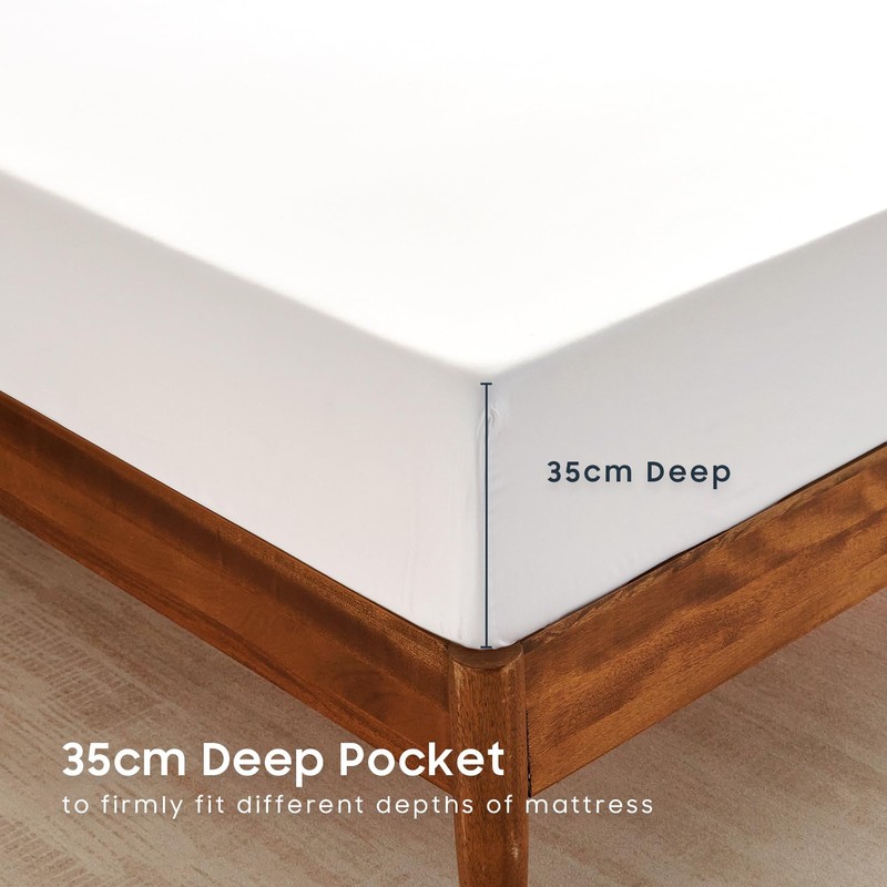 Wake In Cloud - 100% Bamboo Fitted Sheet, 1 Piece,