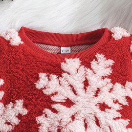 Bonangber Toddler Girl Christmas Outfit Girls Christmas Dress Long Sleeve Sweatshirt Pullover Tulle Dress Fall Winter Outfit(A-Red Snowflake,2-3T)