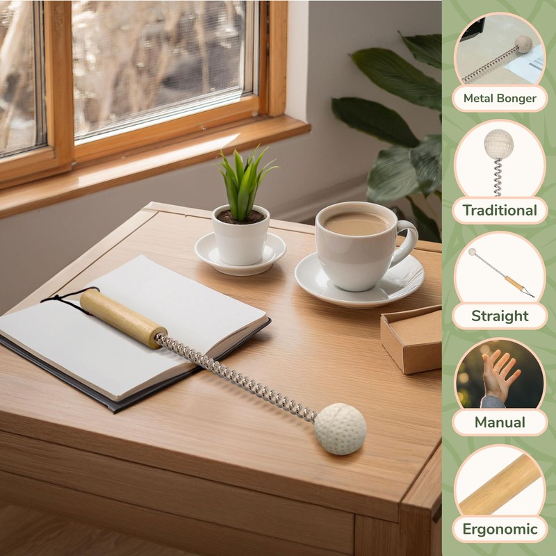 BambooMN 12.5 Inch Bamboo Wooden Metal Bongers for Stress Relief,