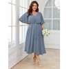 SCOMCHIC Women Plus Size Midi Dresses Wedding Guest Short Sleeve